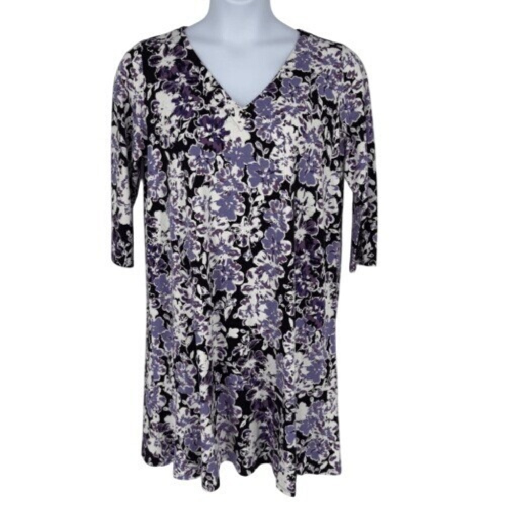 J.Jill Wearever Floral Tunic Dress L V-Neck‎